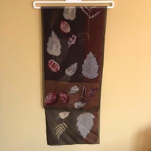 Halston silk georgette scarf multi brown print